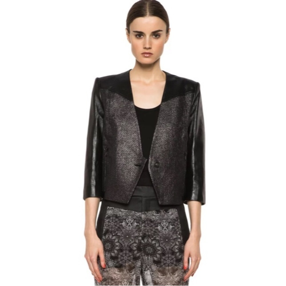 HELMUT Lang Old Silver Leather Panel Shy Jacket